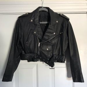 Wilsons Leather Cropped Motorcycle Jacket, S